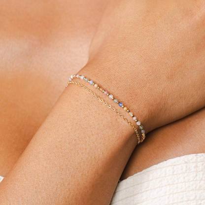  LOTUS & LUNA PEACE+LOVE BEADED HEALING 2MM LAYERED BRACELET(Lotus Luna Peace Love Beaded Healing 2mm Layered Bracelet)