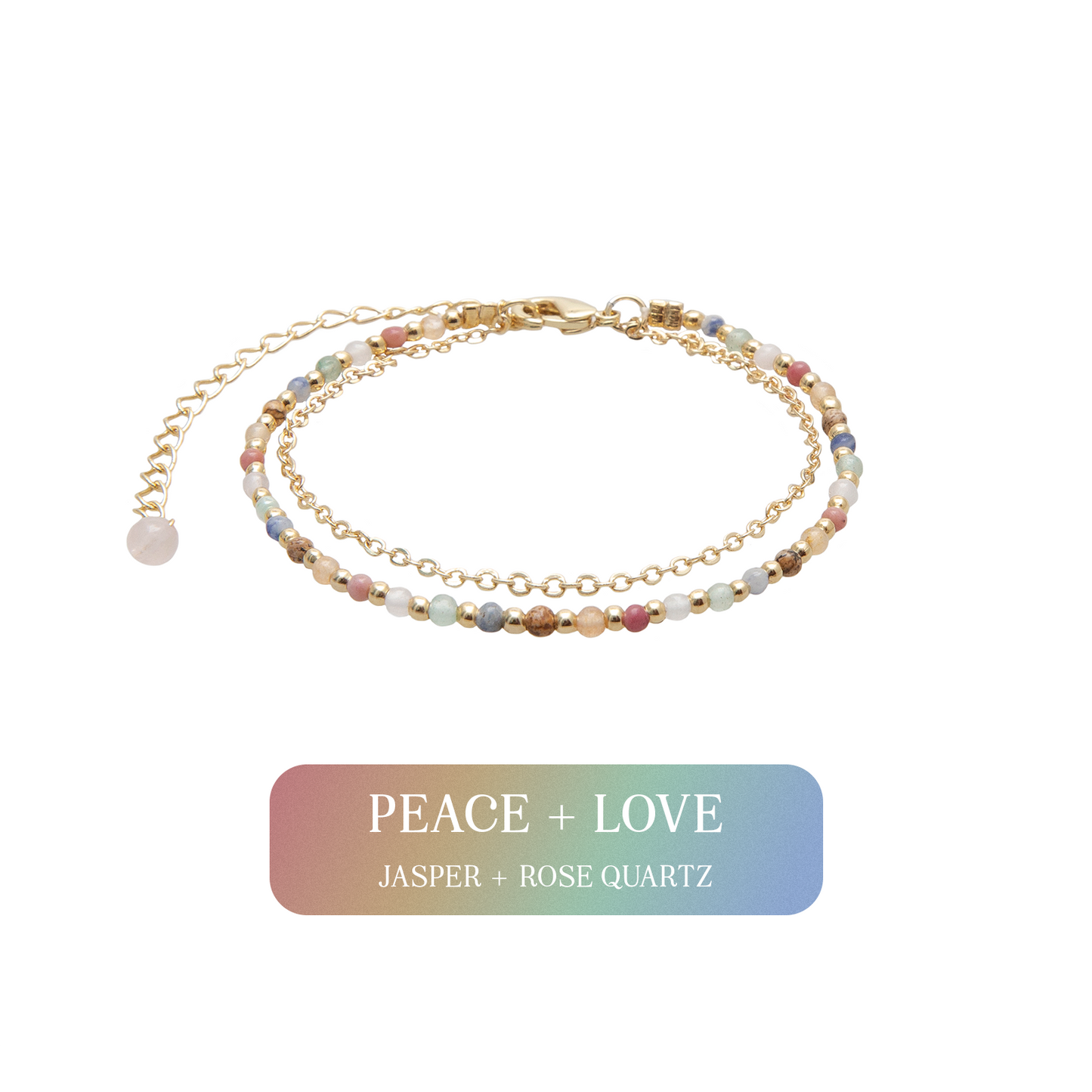  LOTUS & LUNA PEACE+LOVE BEADED HEALING 2MM LAYERED BRACELET(Lotus Luna Peace Love Beaded Healing 2mm Layered Bracelet)