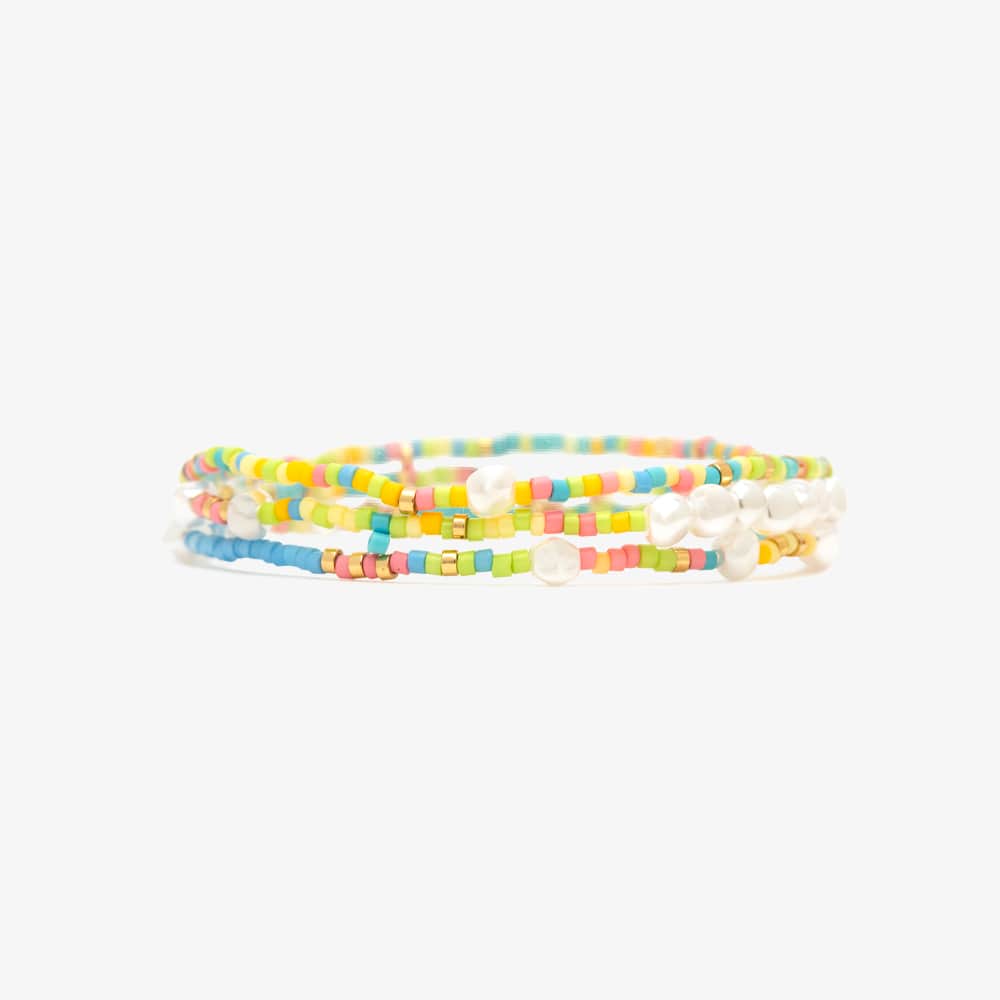  PURA VIDA MIXED SEED BEAD GOLD STRETCH BRACELET(Pura Vida Mixed Seed Bead Gold Stretch Bracelet)