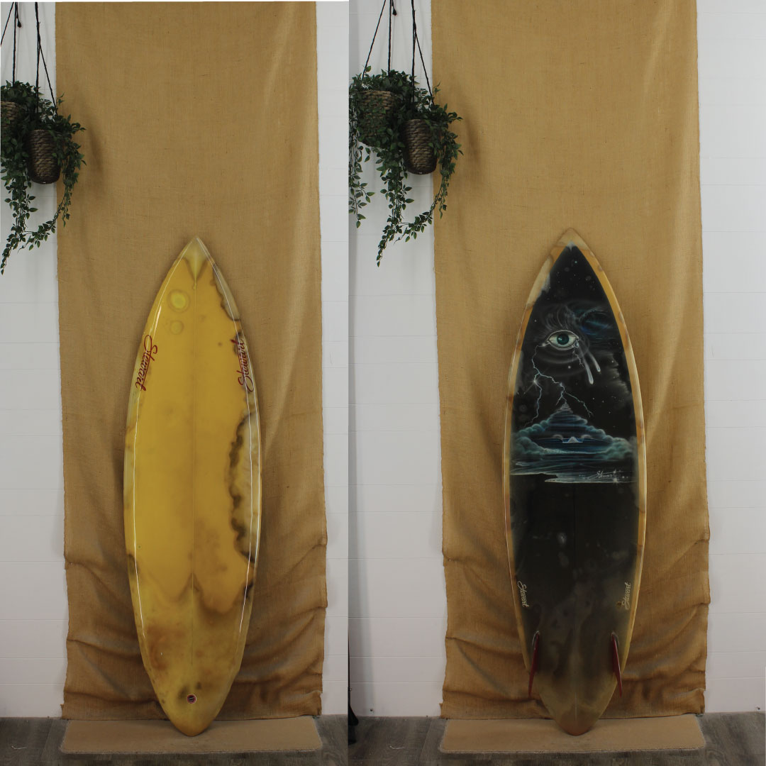  USED Stewart Retro Twin Airbrush 6'2" Poly Shortboard *RESTORED*(Used 5671)