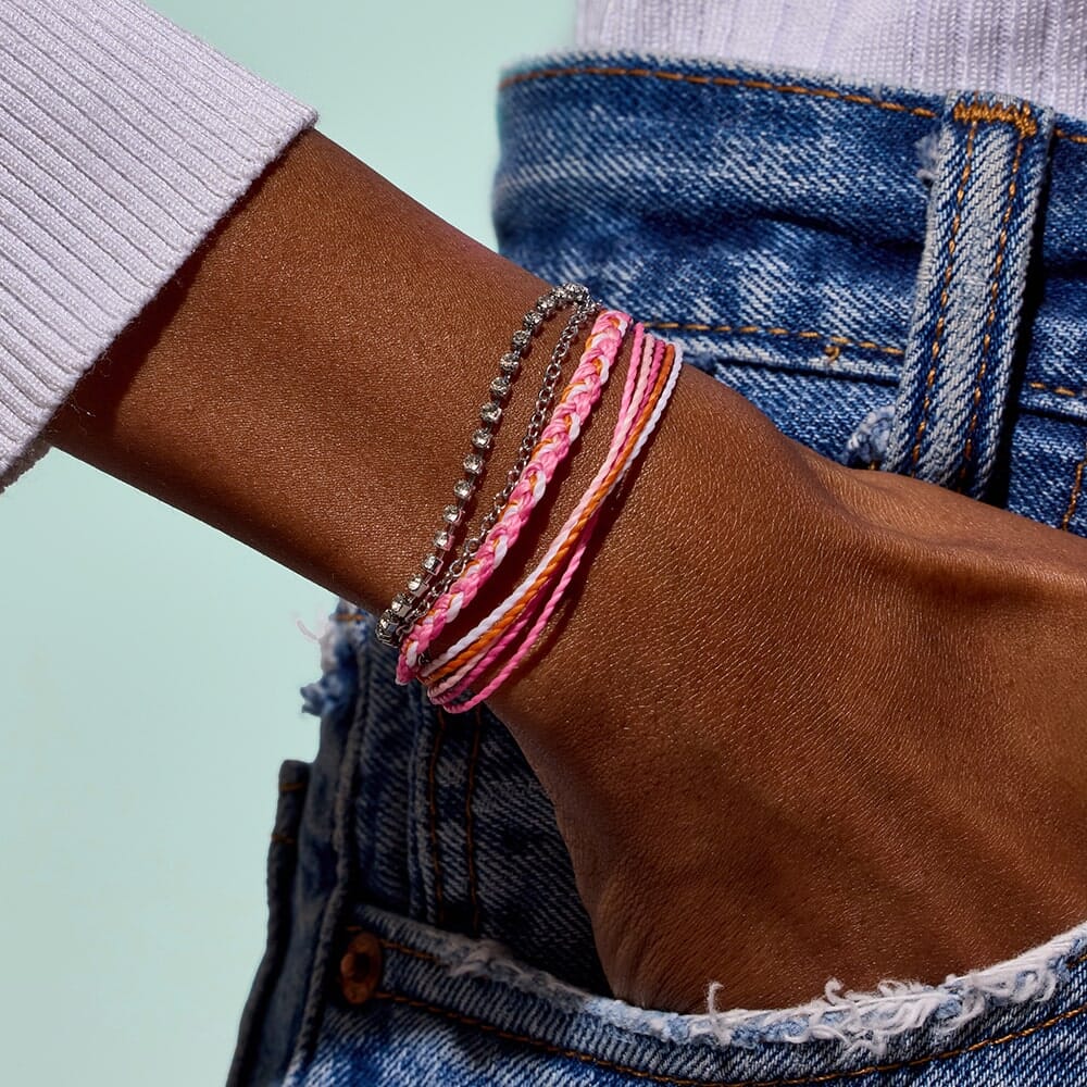  PURA VIDA LAGUNA STRING AND CHAIN SILVER BRACELET(Pura Vida Laguna String And Chain Silver Bracelet)