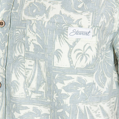 STEWART MEN'S OFFSHORE OLIVE BUTTON-UP SHIRT(Stewart Mens Offshore Olive Button Up Shirt)