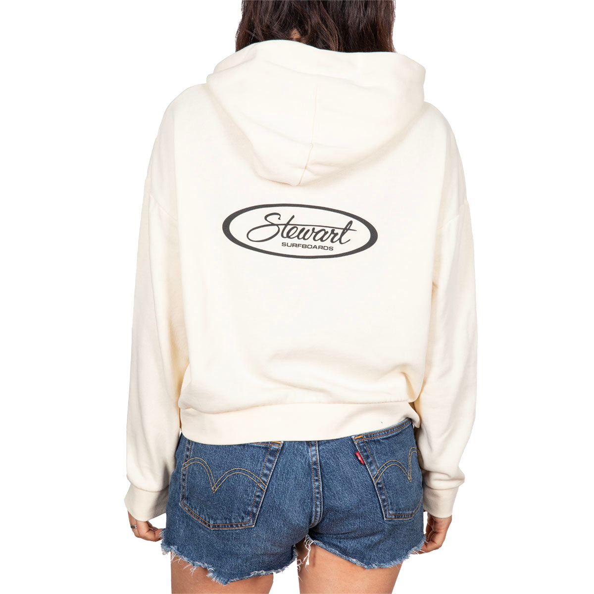  STEWART SURF OVAL WOMEN'S CROP HOODED SWEATSHIRT(Stewart Surf Oval Womens Crop Hooded Sweatshirt)