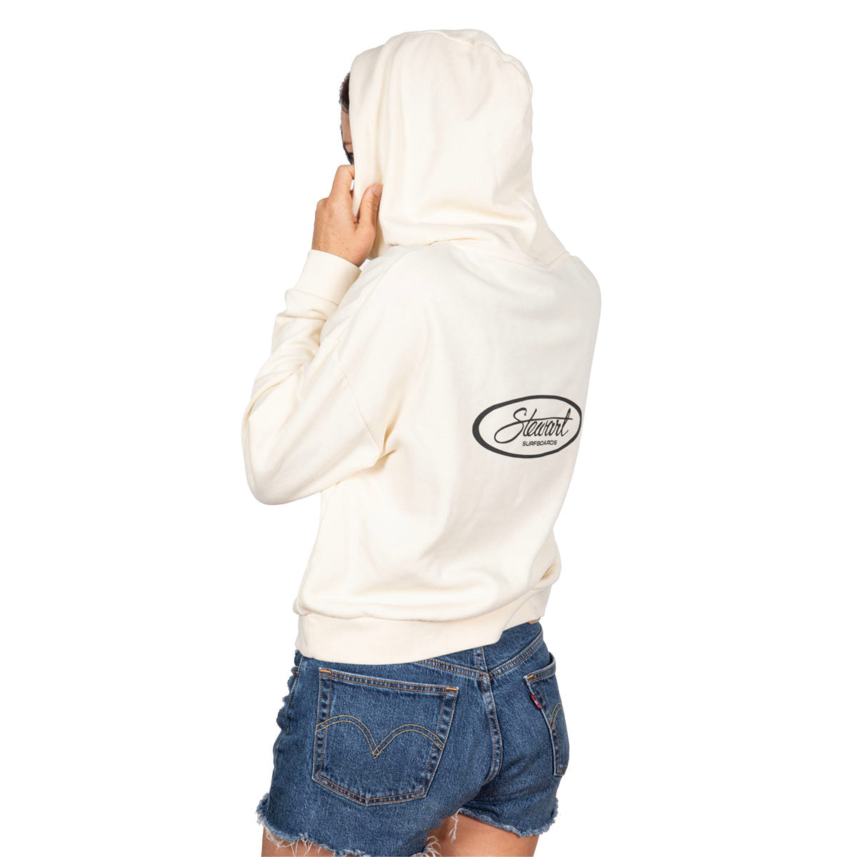  STEWART SURF OVAL WOMEN'S CROP HOODED SWEATSHIRT(Stewart Surf Oval Womens Crop Hooded Sweatshirt)
