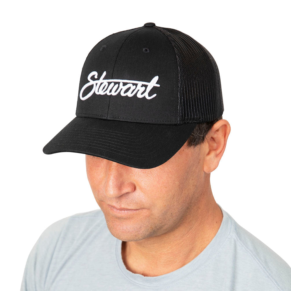  STEWART SCRIPT LOW PRO TRUCKER HAT MED/LRG(Stewart Script Low Pro Trucker Hat Med Lrg)