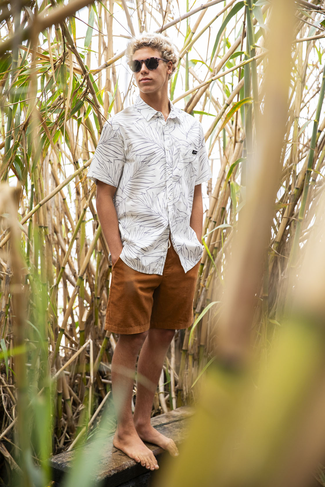  STEWART MAKAHA WOVEN BUTTON-UP SHIRT(Stewart Natural Makaha Woven Button Up Shirt)