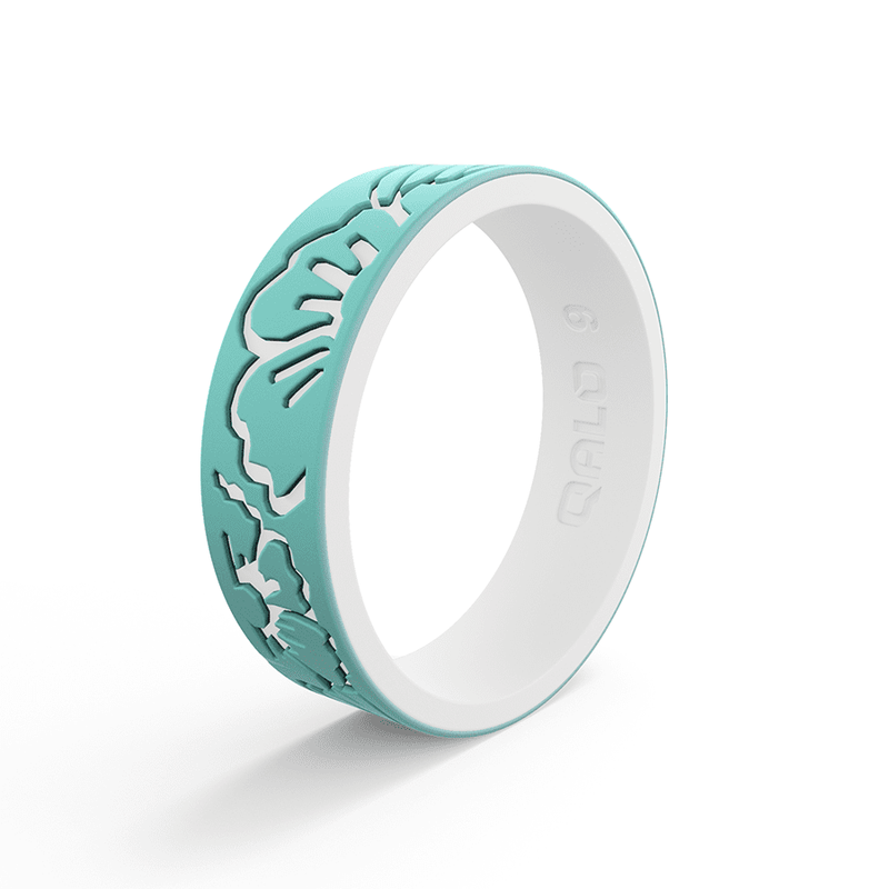  QALO WOMEN'S STRATA HIBISCUS SILICONE RING(Qalo Womens Strata Hibiscus Silicone Ring)