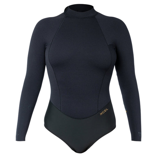  XCEL WOMEN'S COMP +L/S BACK ZIP BOY CUT SPRINGSUIT 2/1.5mm(Xcel Womens Comp L S Back Zip Boy Cut Springsuit 2 1 5mm)