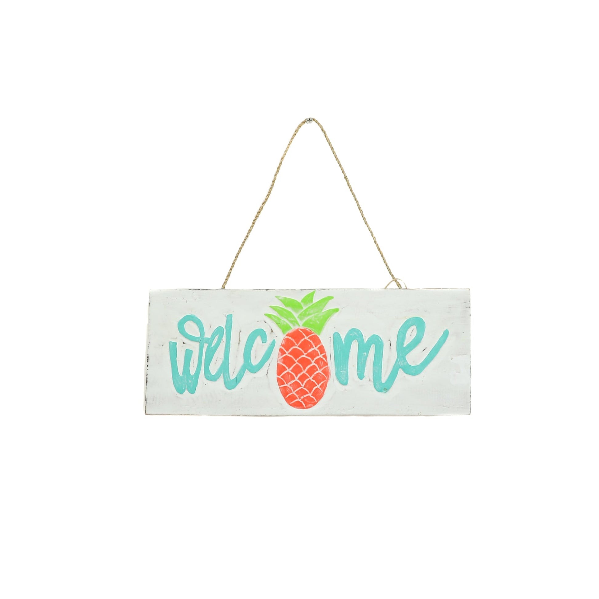  HAND-CARVED WOODEN PINEAPPLE WELCOME SIGN(Bamboo Source Hand Carved Wooden Pineapple Welcome Sign)