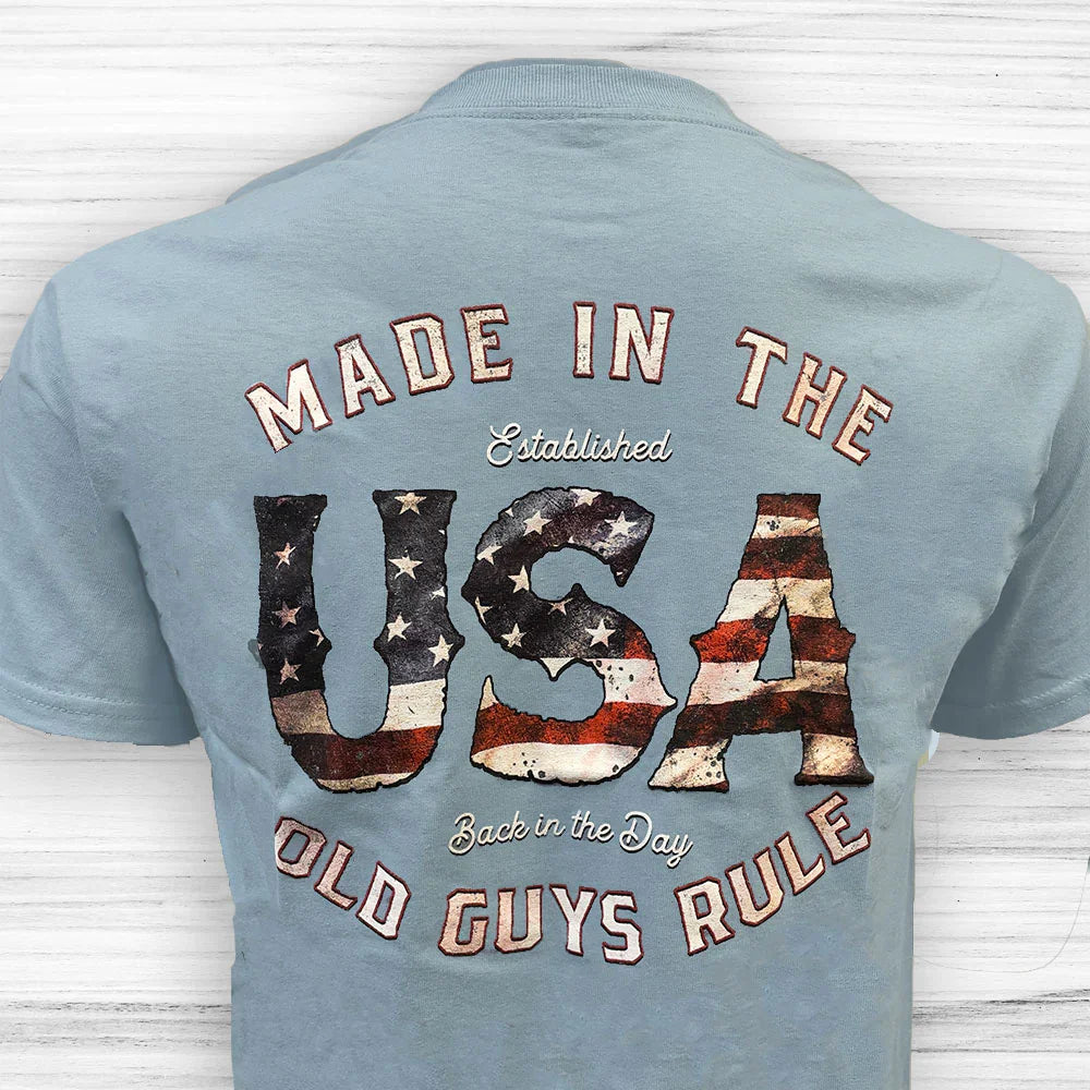  OLD GUYS RULE - STONE BLUE MADE IN USA T-SHIRT(Copy Of Old Guys Rule Poker Chip T Shirt 1)