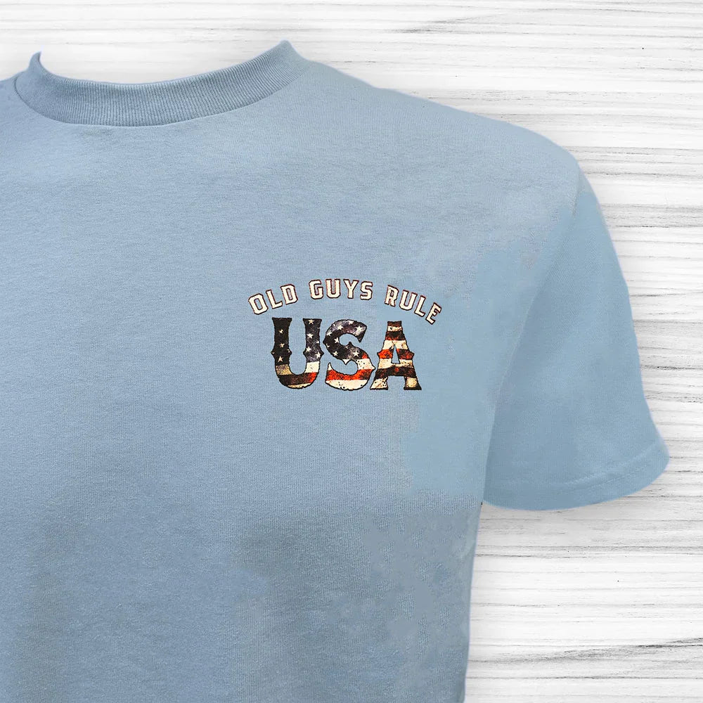  OLD GUYS RULE - STONE BLUE MADE IN USA T-SHIRT(Copy Of Old Guys Rule Poker Chip T Shirt 1)